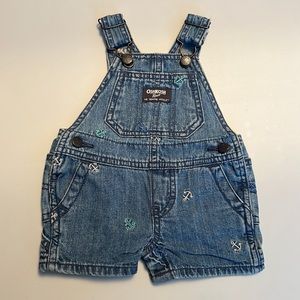Oshkosh B’Gosh Boys Jean Shorts Anchor Embroidered Overalls Size 6 Months